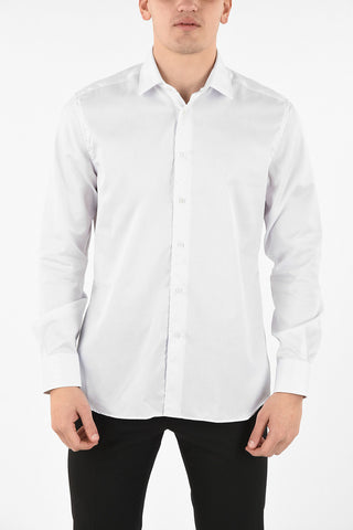 camicia gessata collo francese