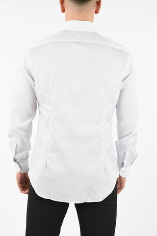 camicia gessata collo francese