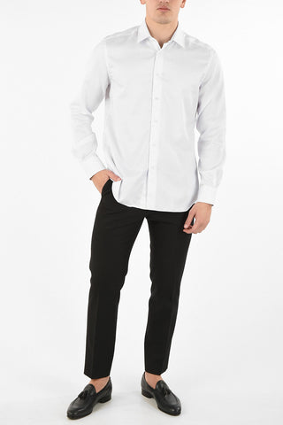 camicia gessata collo francese