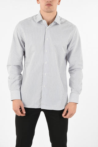 pinstriped spread collar shirt