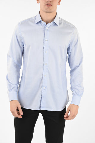 camicia gessata collo francese