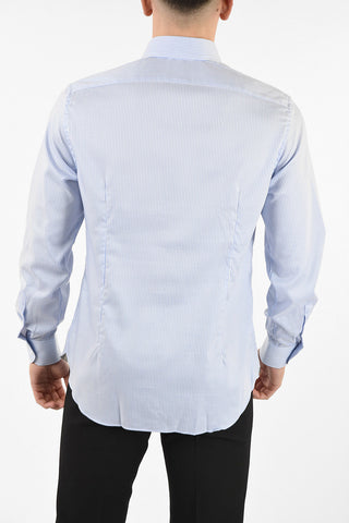 camicia gessata collo francese