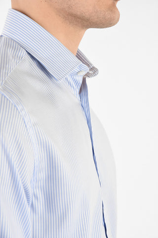 camicia gessata collo francese
