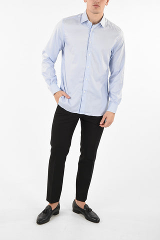 camicia gessata collo francese