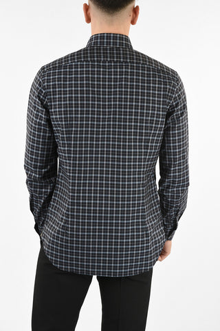 Plaid spread collar shirt