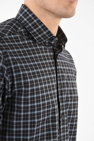 Plaid spread collar shirt