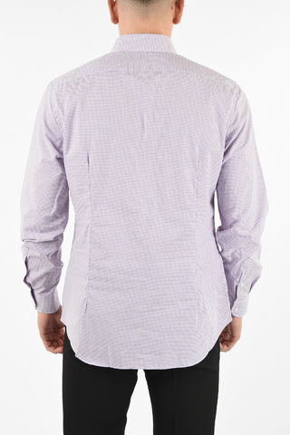 camicia micro check collo francese
