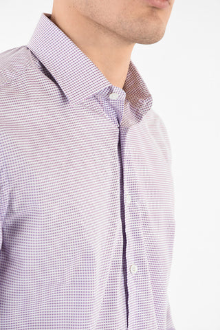 camicia micro check collo francese