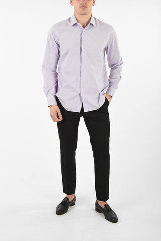 camicia micro check collo francese
