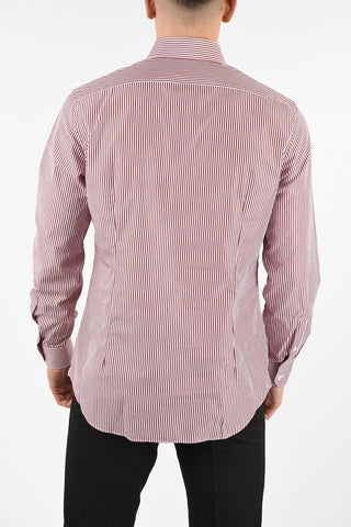 pinstriped spread collar shirt