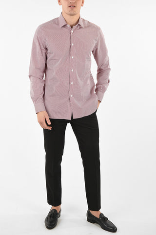 pinstriped spread collar shirt
