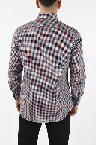 camicia shephard's check collo francese