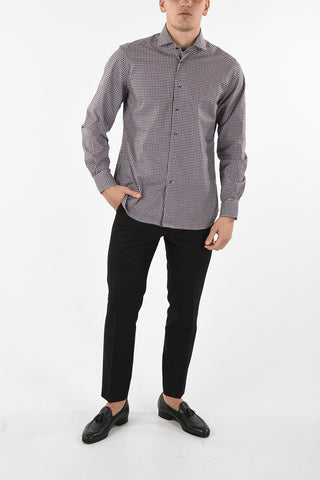 camicia shephard's check collo francese