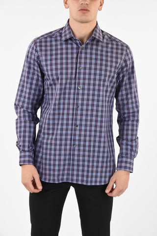 camicia a quadri Plaid collo francese