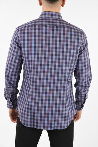 camicia a quadri Plaid collo francese