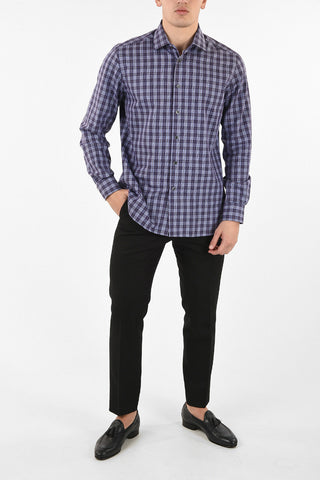 camicia a quadri Plaid collo francese