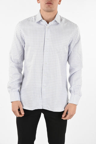 tattersal check spread collar shirt
