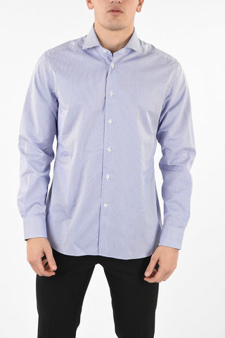 camicia gessata collo francese