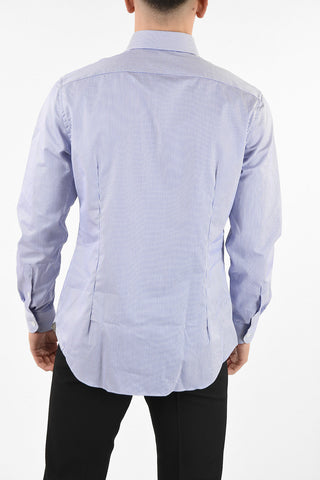 camicia gessata collo francese