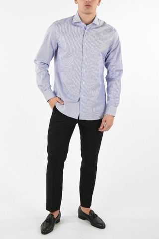 camicia gessata collo francese
