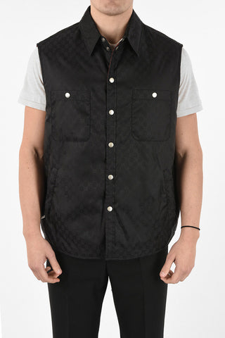 All Over Logo snap button sleeveless jacket