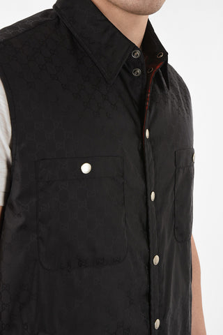 All Over Logo snap button sleeveless jacket