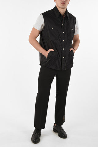 All Over Logo snap button sleeveless jacket