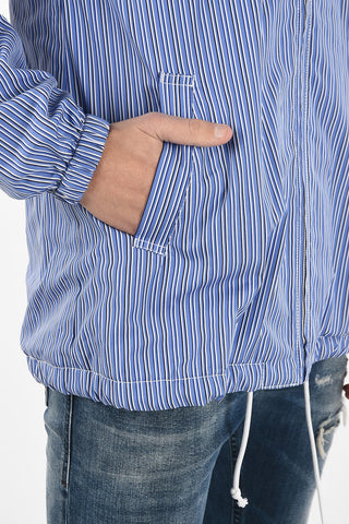 SHIRT unbalanced striped Puffer Jacket with Hood