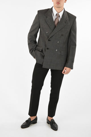 houndstooth side vents double-breasted blazer