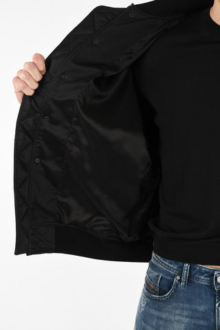 All Over Logo snap button bomber