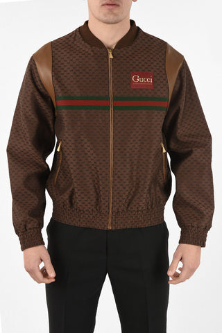 All Over Logo bomber with leather applications