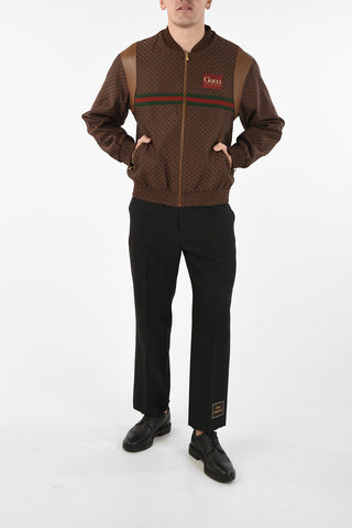 All Over Logo bomber with leather applications
