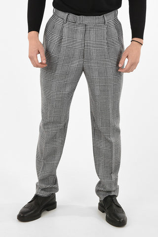 houndstooth single pleat trousers