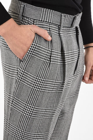 houndstooth single pleat trousers