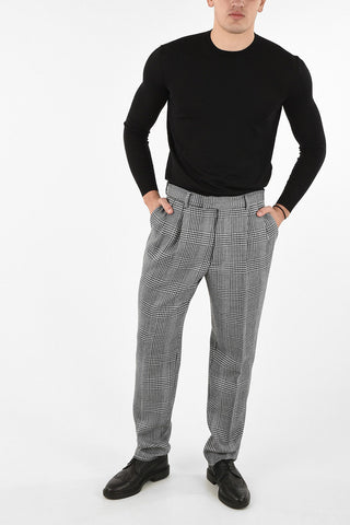 houndstooth single pleat trousers