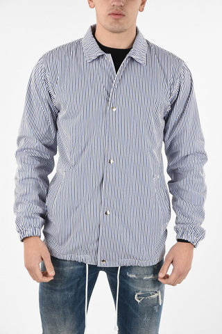 SHIRT unbalanced striped Padded snap button jacket