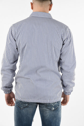 SHIRT unbalanced striped Padded snap button jacket