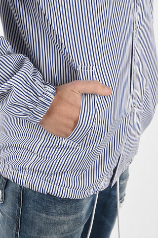 SHIRT unbalanced striped Padded snap button jacket