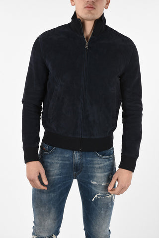 Suede Leather Jacket with Zip Clousure