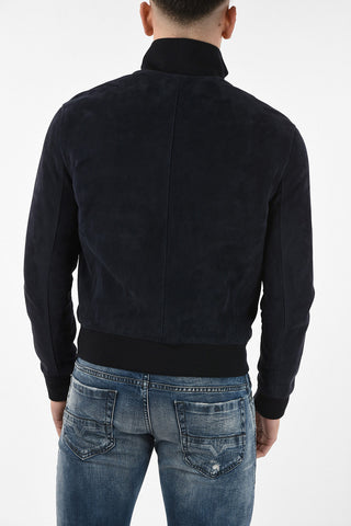 Suede Leather Jacket with Zip Clousure