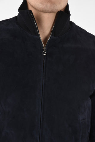 Suede Leather Jacket with Zip Clousure