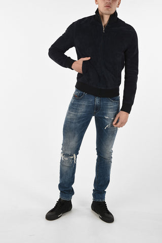 Suede Leather Jacket with Zip Clousure