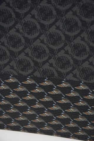 Leather All Over Logo Print Wristlet