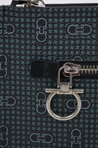 Leather All Over Logo Print Wristlet