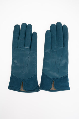 Solid Color Leather Gloves with Cashmere Lining
