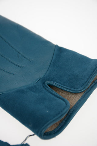 Solid Color Leather Gloves with Cashmere Lining