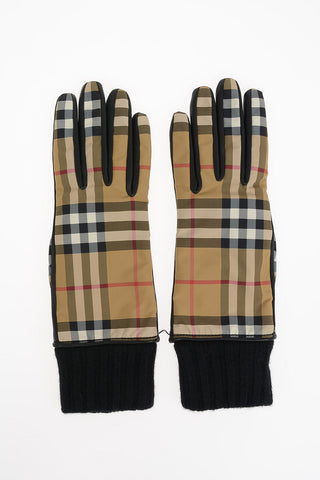 Leather Check Gloves
