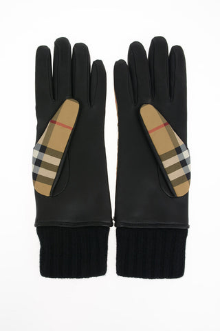Leather Check Gloves