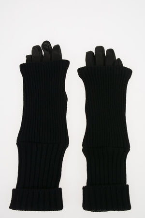 Knit Gloves with Leather Insert