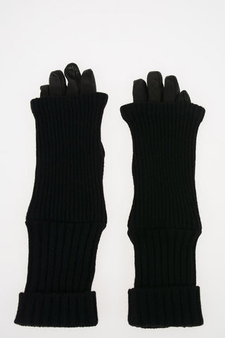Knit Gloves with Leather Insert